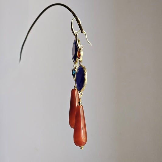 Orecchini blu e corniola