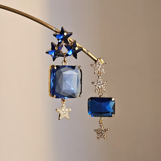 Orecchini stelle di notte e strass blu