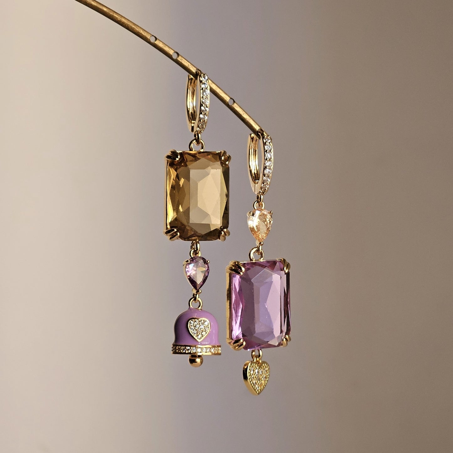 Orecchini glicine champagne e bell