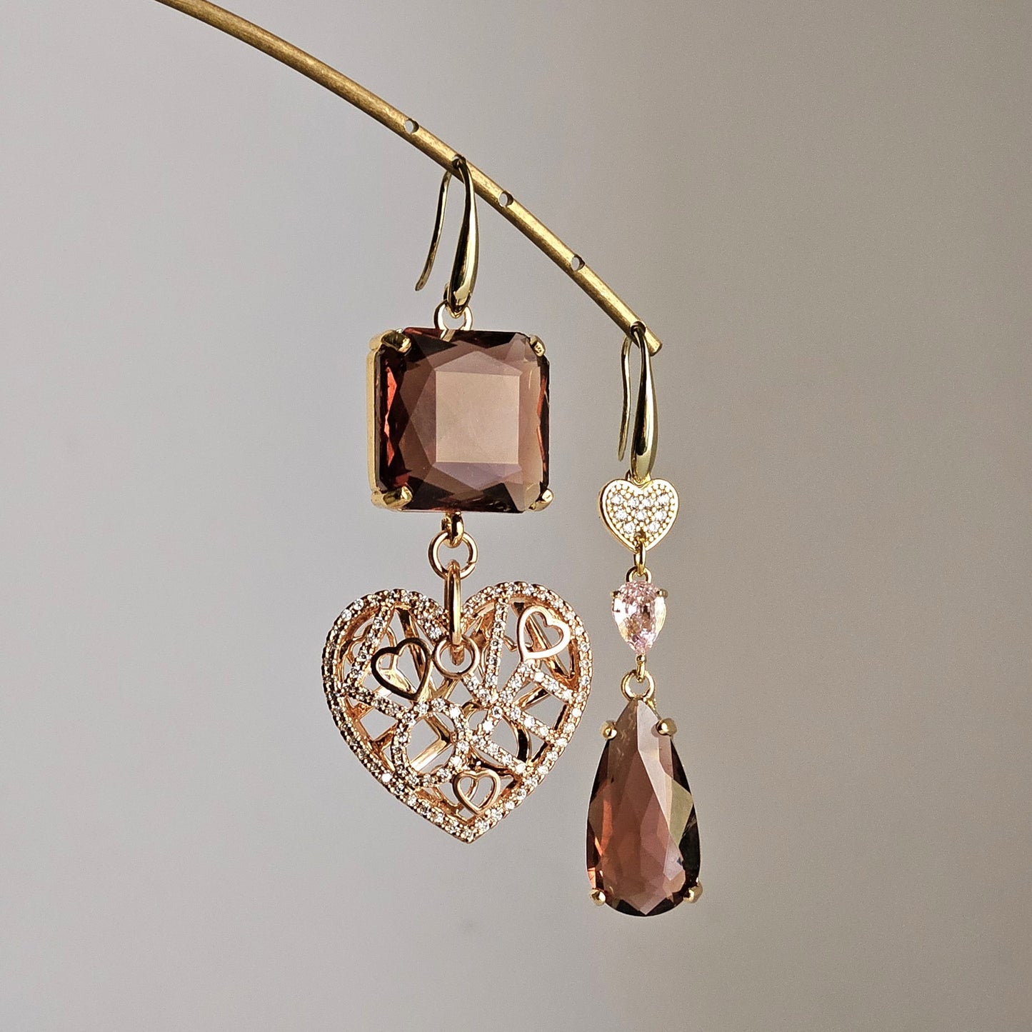 Orecchini cuore strass LOVE e vino