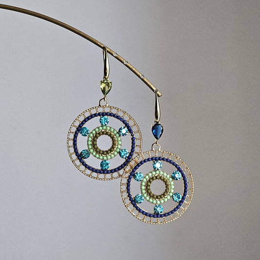 Orecchini Mandala turchese blu e verde