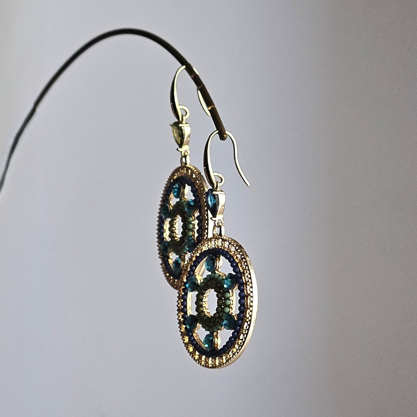 Orecchini Mandala turchese blu e verde