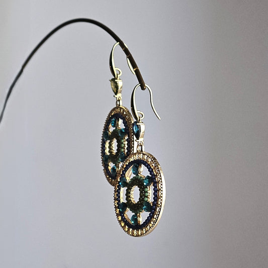 Orecchini Mandala turchese blu e verde