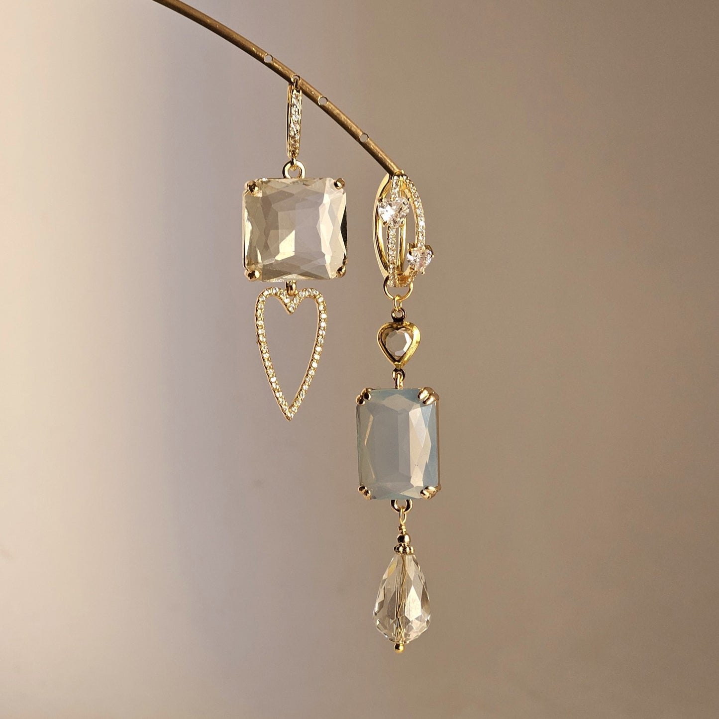 Orecchini cuori strass e ghiaccio siderale