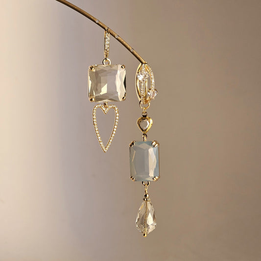 Orecchini cuori strass e ghiaccio siderale
