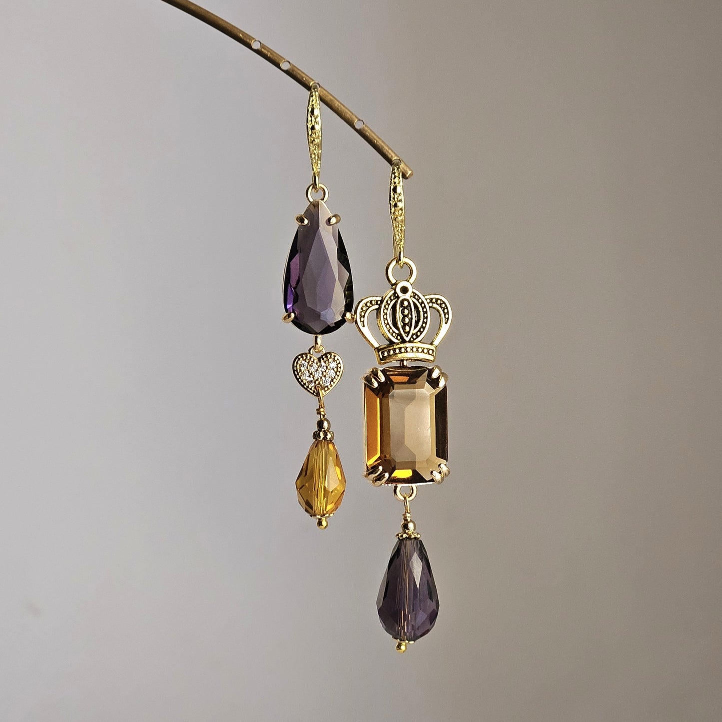 Orecchini strass miele e mirtillo