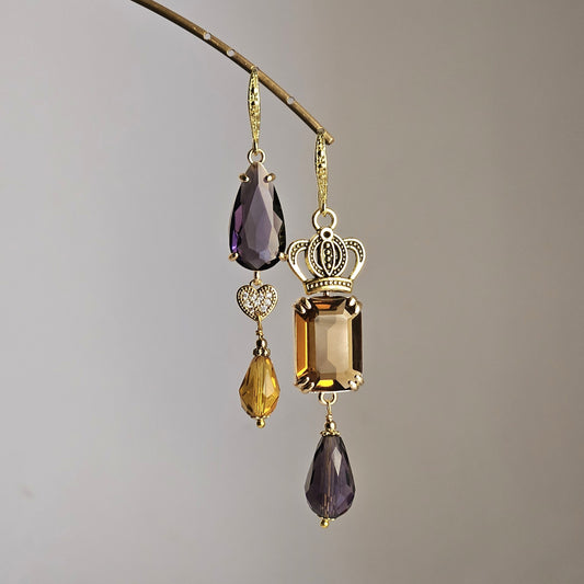 Orecchini strass miele e mirtillo