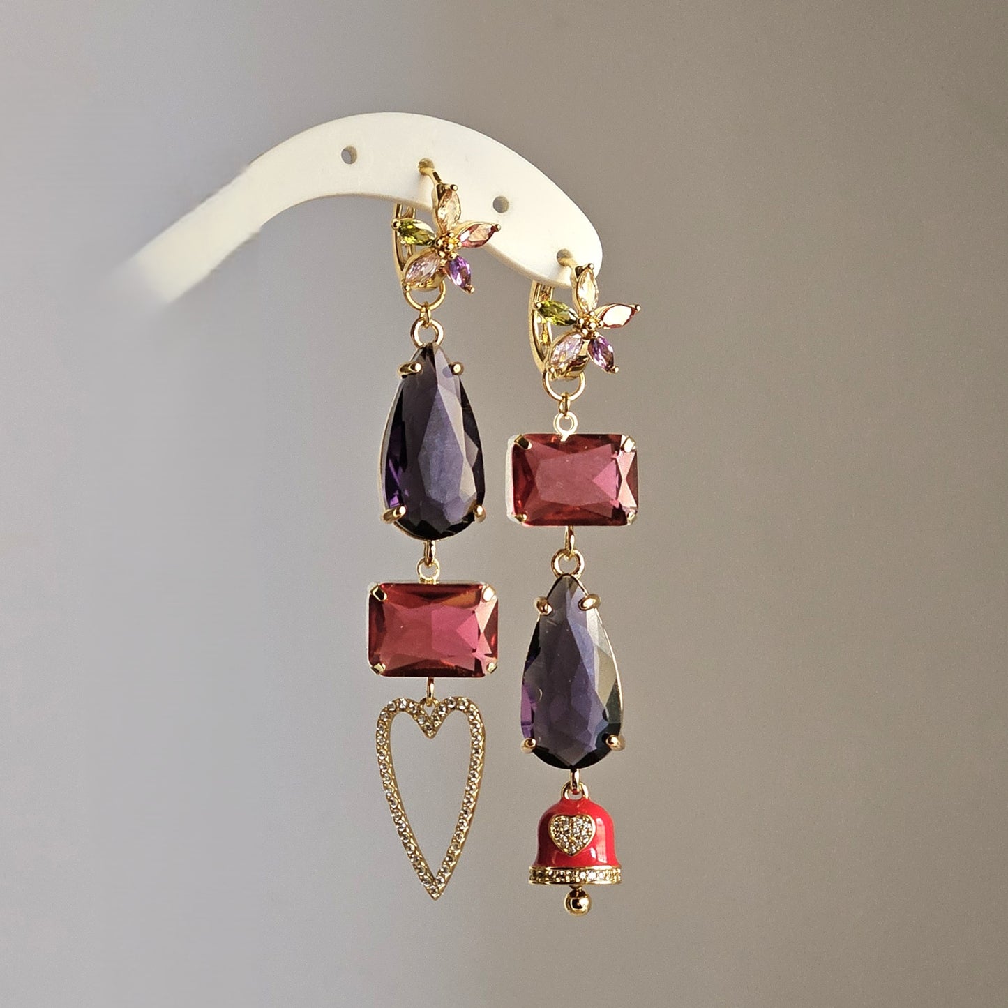 Orecchini fiori multi-color ribes e mirtillo - Due in uno -