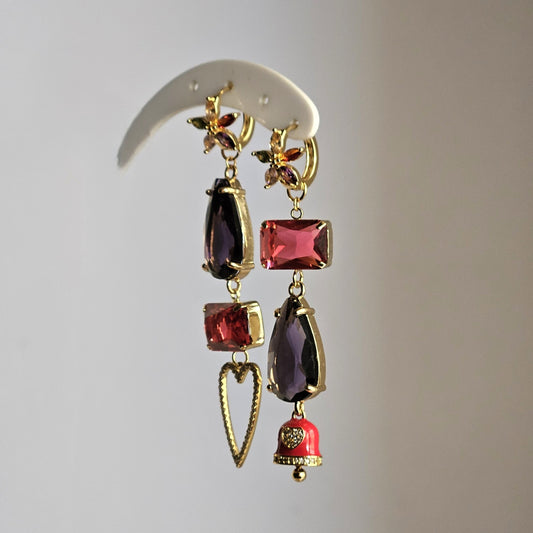 Orecchini fiori multi-color ribes e mirtillo - Due in uno -