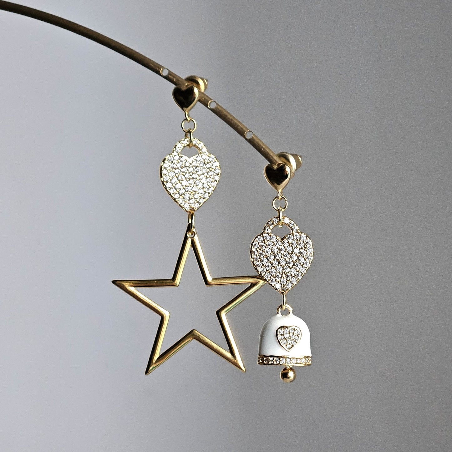 Orecchini cuore stella cuore e bell