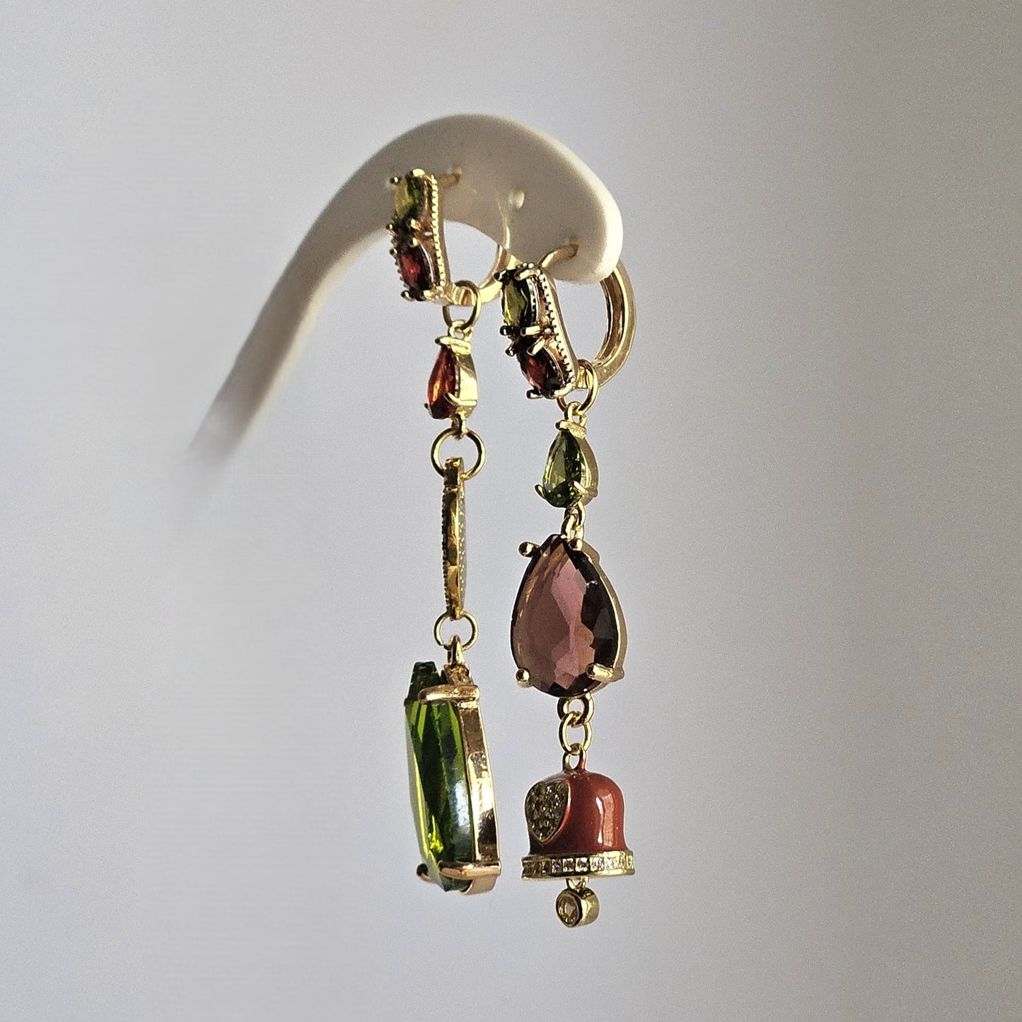 Orecchini strass kiwi vino e bell - Due in uno -