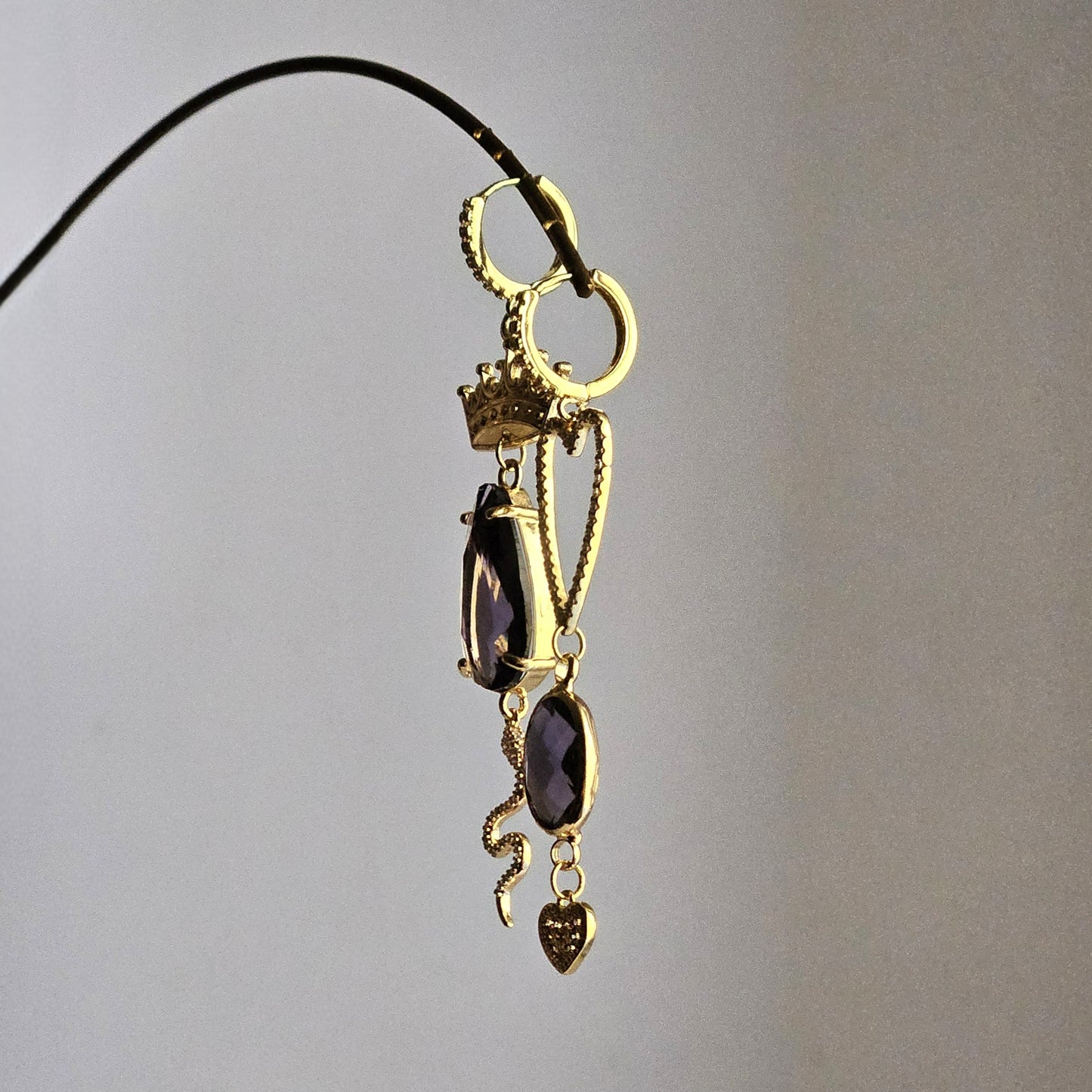 Orecchini corona snake e mirtillo