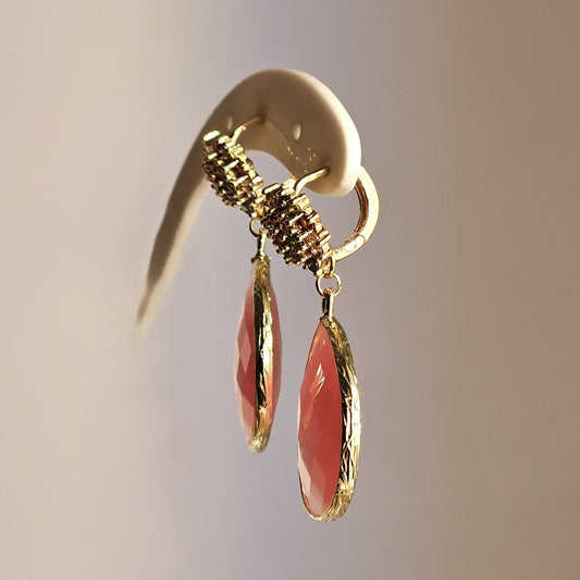 Orecchini strass rosa tenero e multi-color - Due in uno -