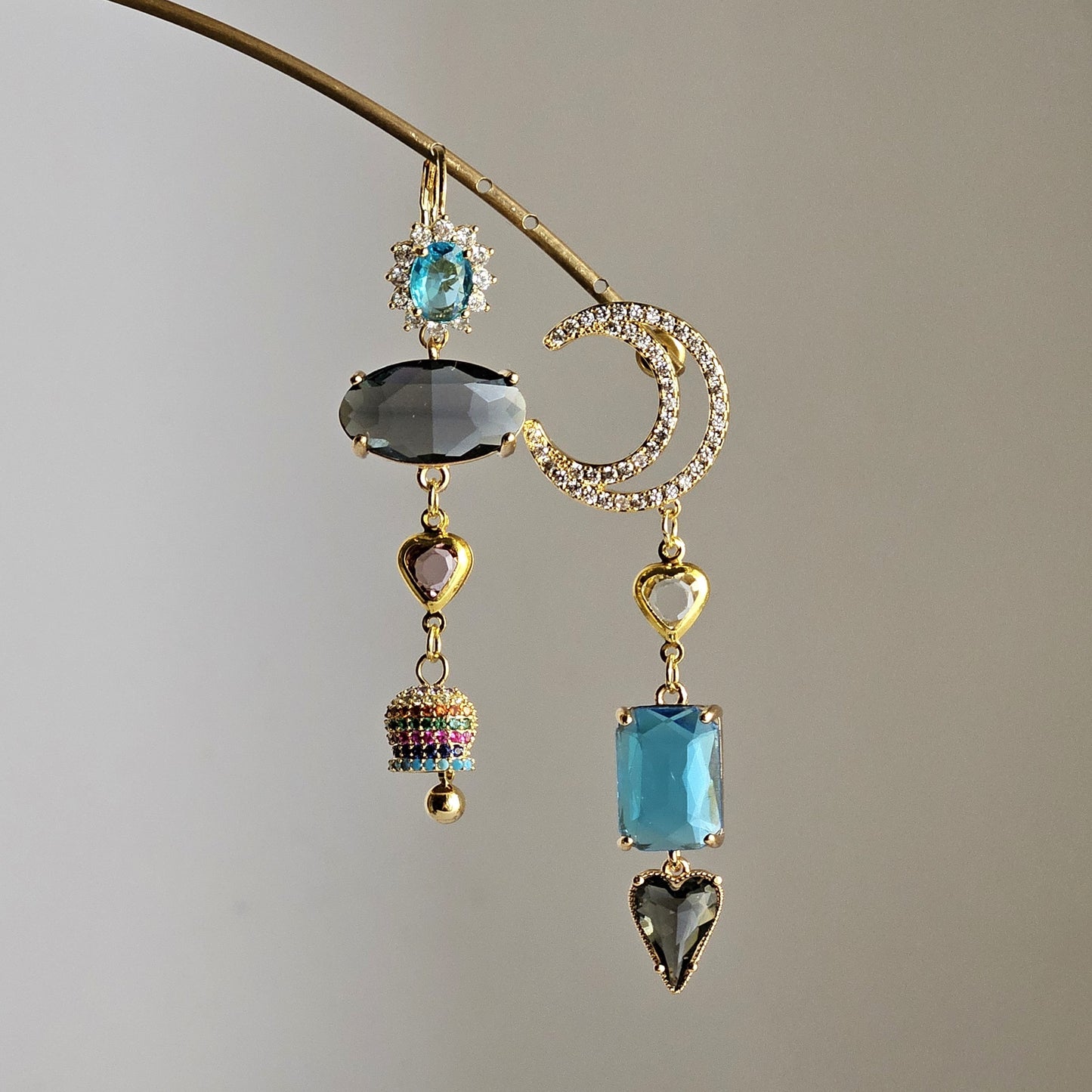 Orecchini strass turchese e fumo