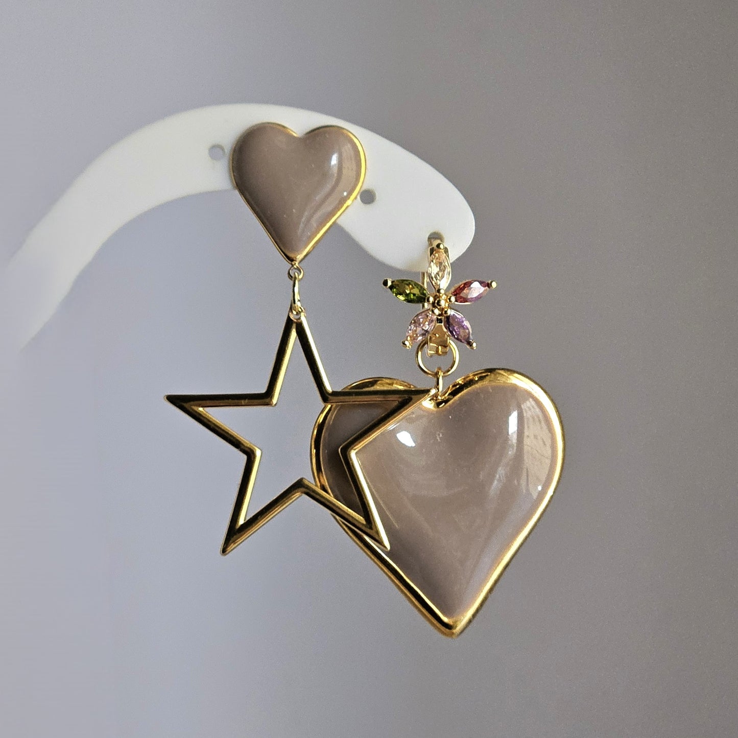 Orecchini cuori tortora e stella