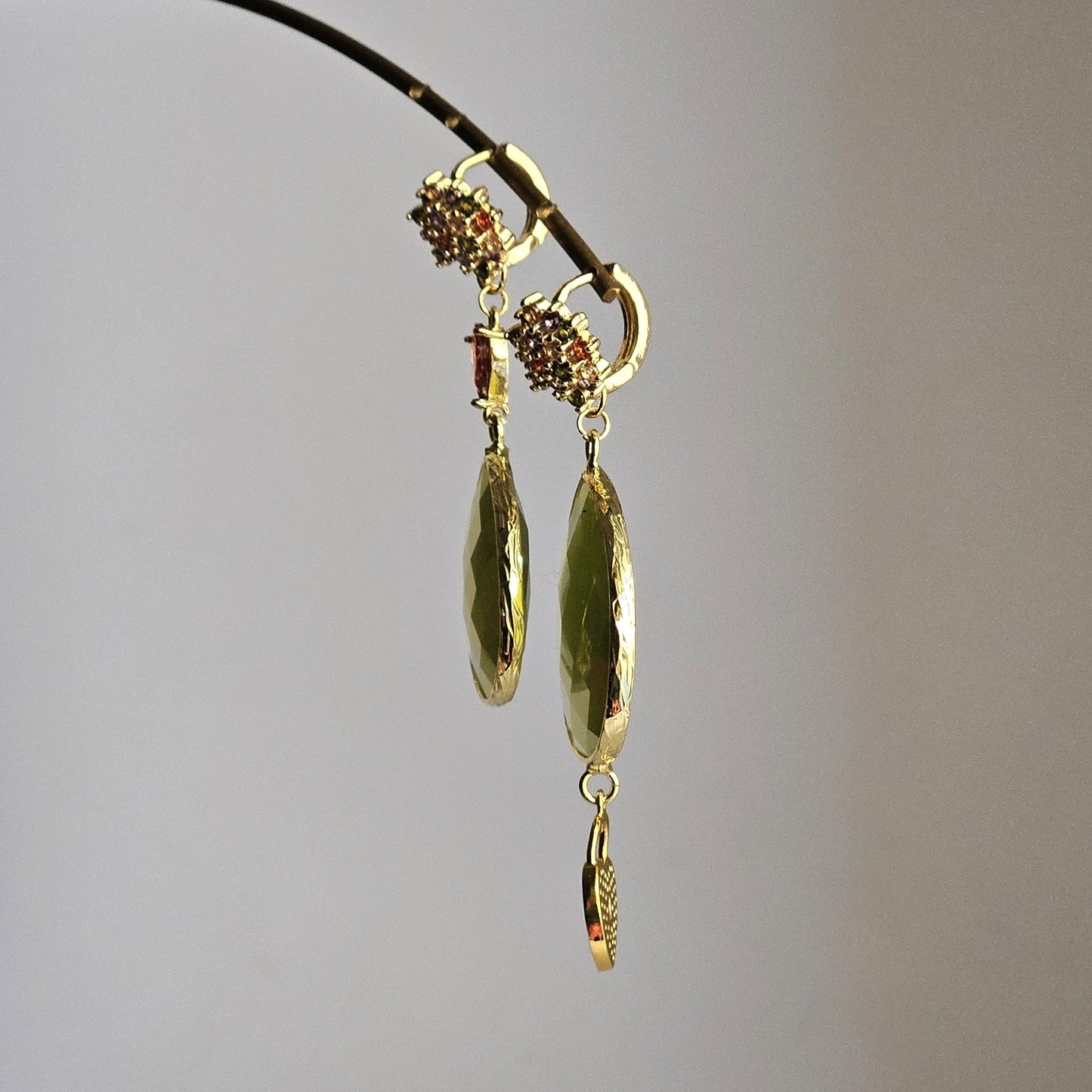 Orecchini strass verde mela e multi-color - Due in uno -