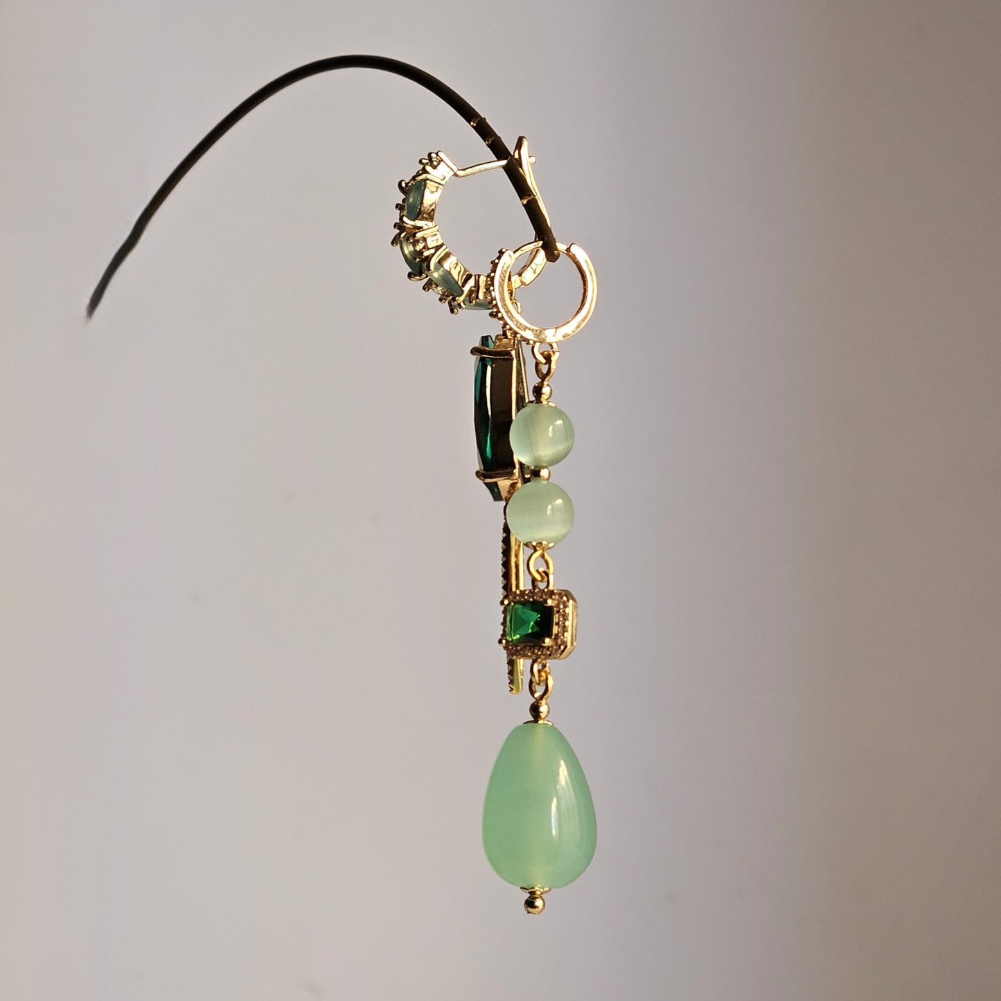 Orecchini verde Tiffany smeraldo e strass