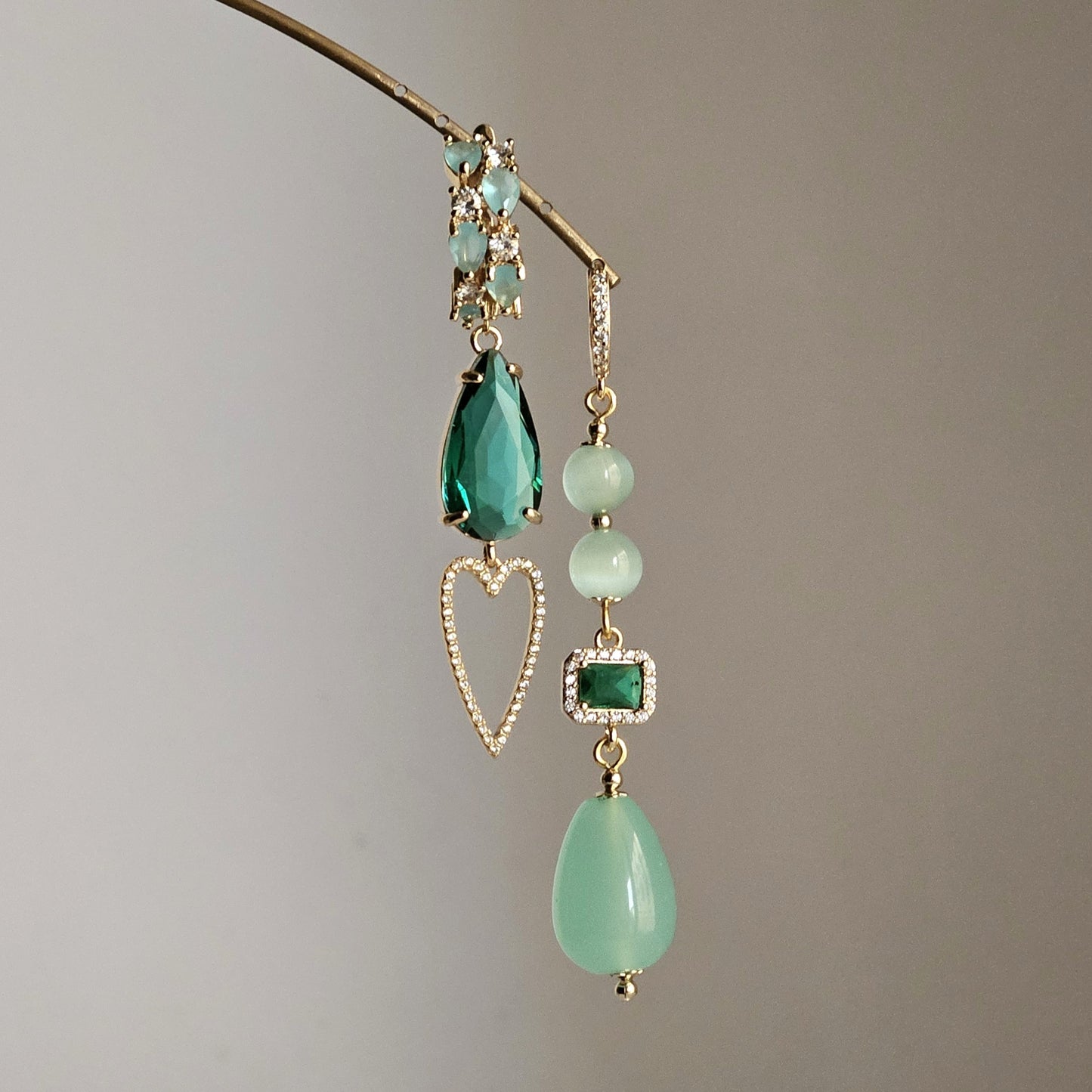 Orecchini verde Tiffany smeraldo e strass