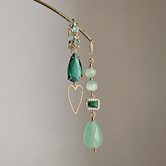 Orecchini verde Tiffany smeraldo e strass