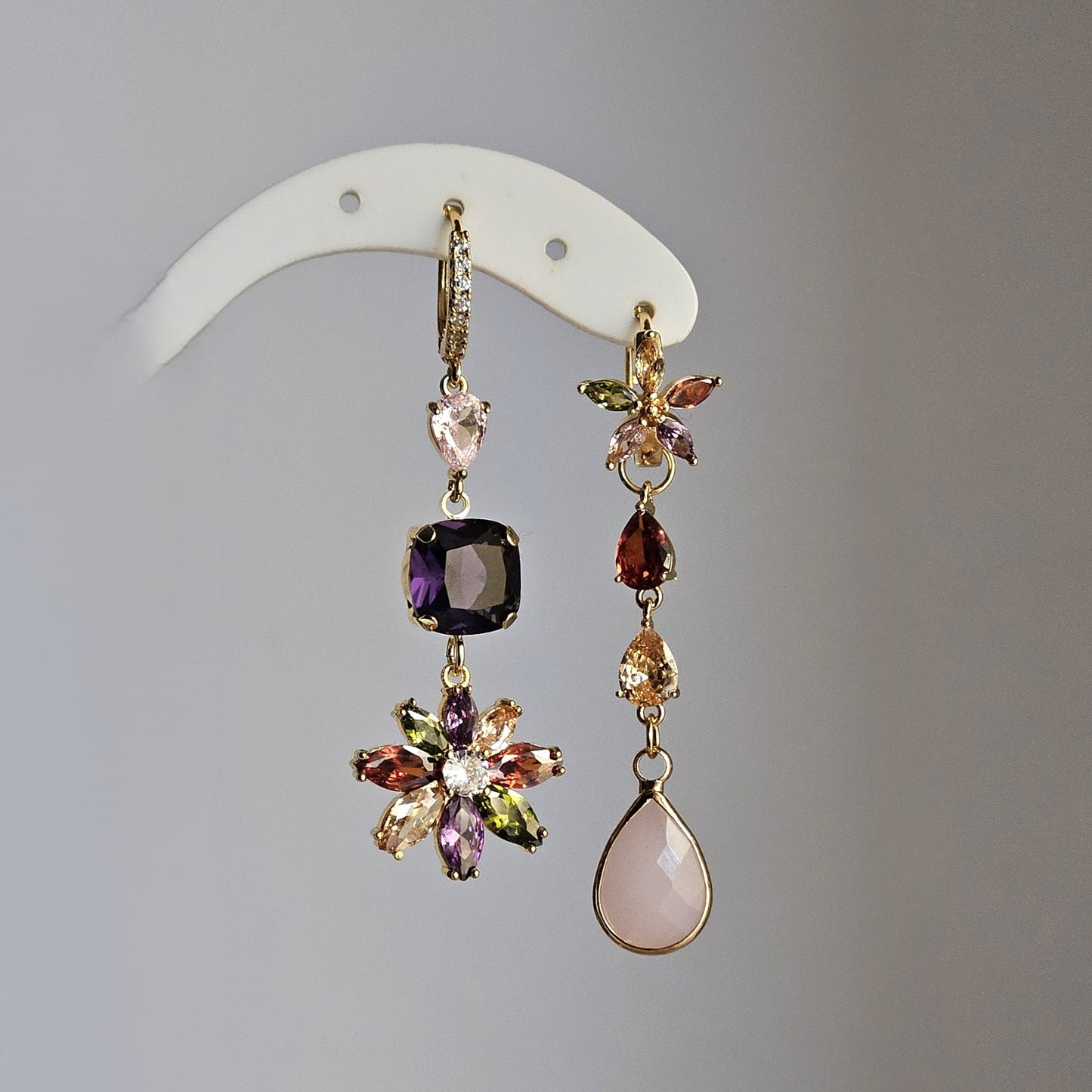 Orecchini  Zehra fiori multi-color e rosa - Due in uno -