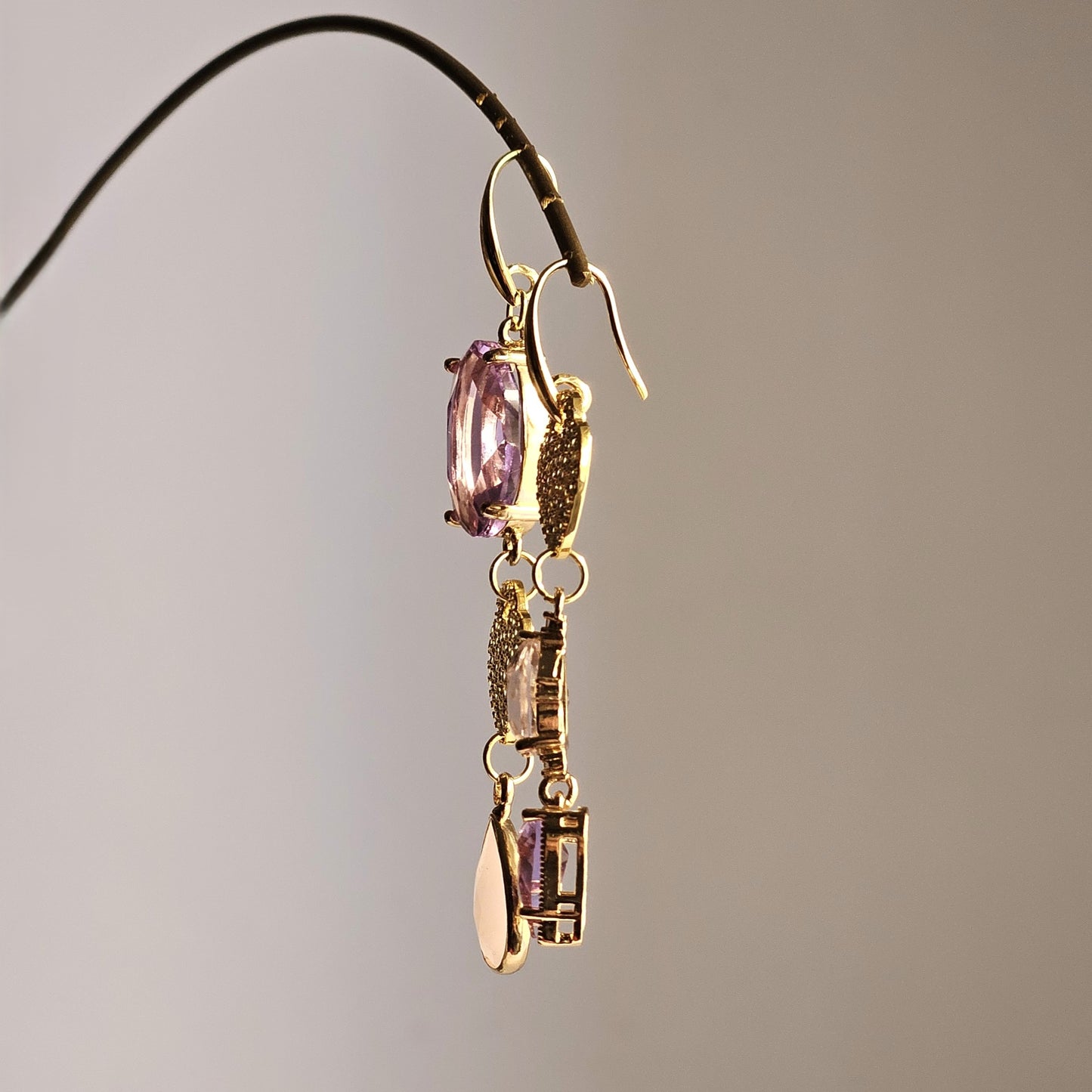 Orecchini cuori glicine e rosa