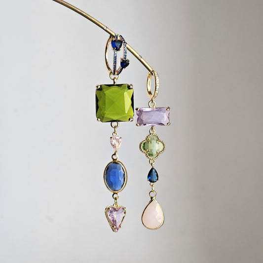 Orecchini Zehra multi-color e cuore strass
