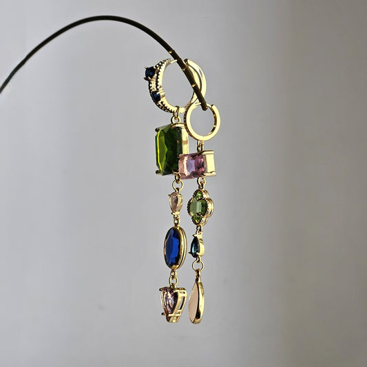 Orecchini Zehra multi-color e cuore strass