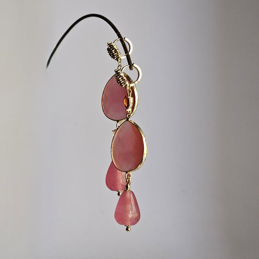 Orecchini rosa tenero vaniglia e caramello - Due in uno -