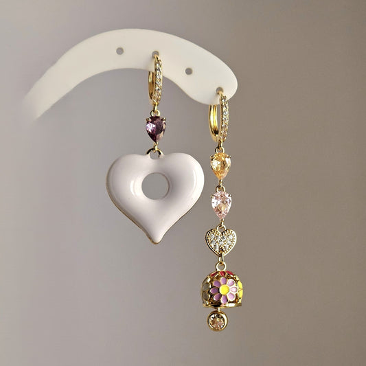 Orecchini bianco cuore e bell
