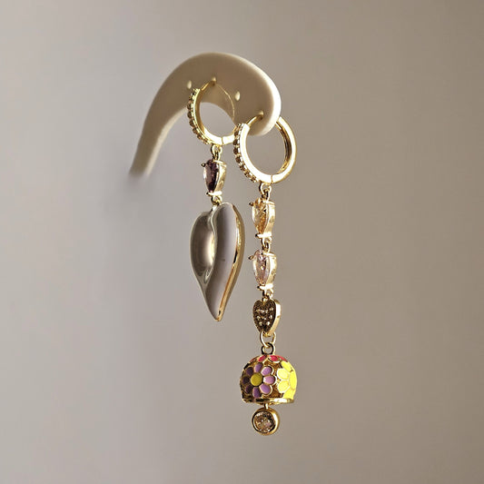 Orecchini bianco cuore e bell