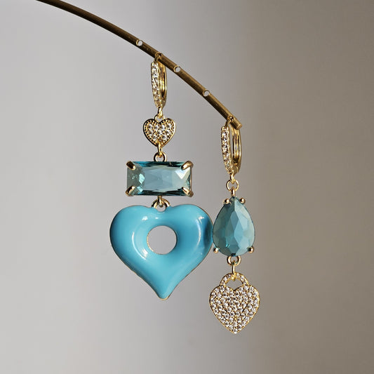 Orecchini cuore in cuore e turchese