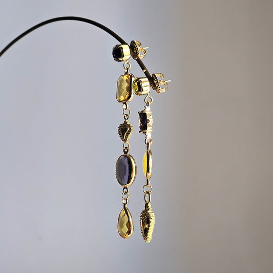 Orecchini Zehra viola giallo e cuori