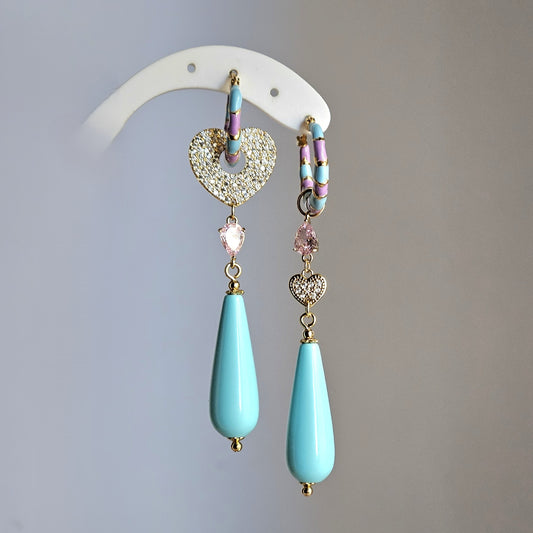 Orecchini cuor turchese -Due in uno-
