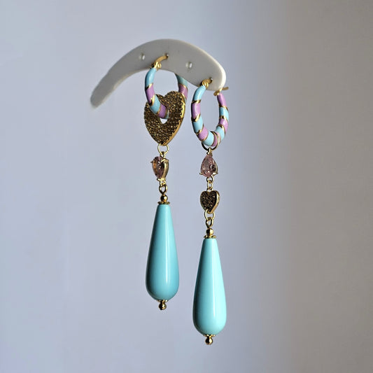 Orecchini cuor turchese -Due in uno-