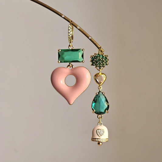 Orecchini cuore di pesco e bell