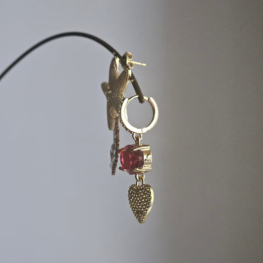 Orecchini Caraibi rosso e cuore