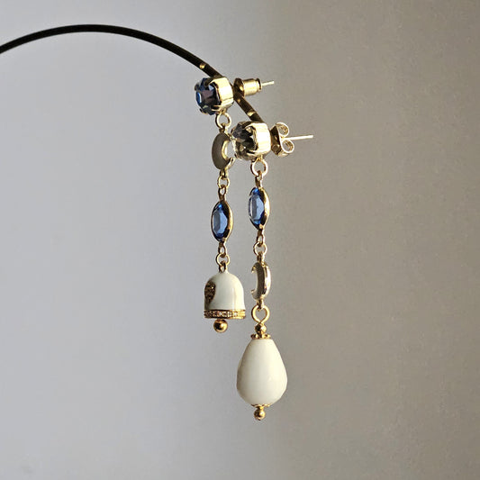 Orecchini Zehra blu acqua e bianco