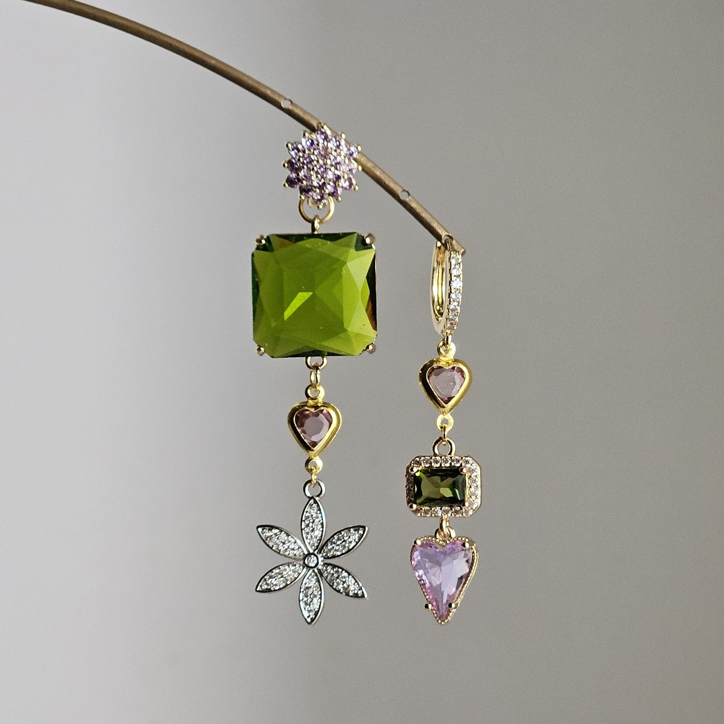 Orecchini glicine verde e ghiaccio