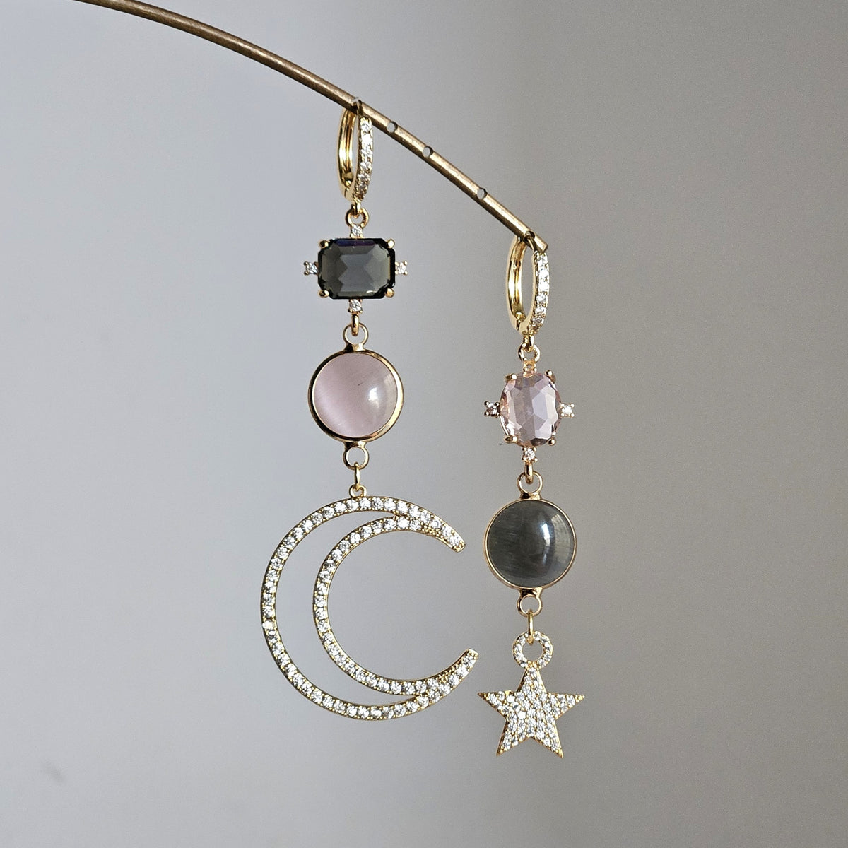 Orecchini Sherazade strass rosa e fumo