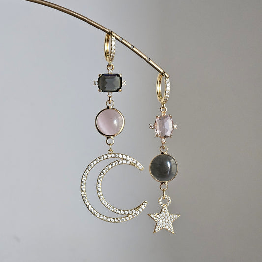 Orecchini Sherazade strass rosa e fumo