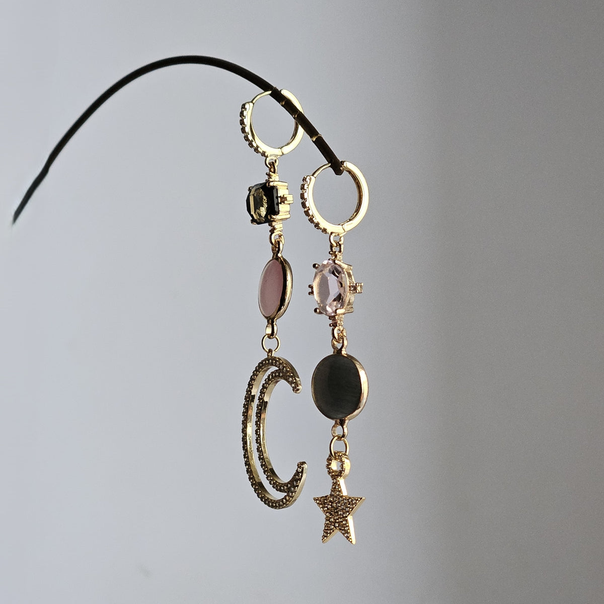 Orecchini Sherazade strass rosa e fumo