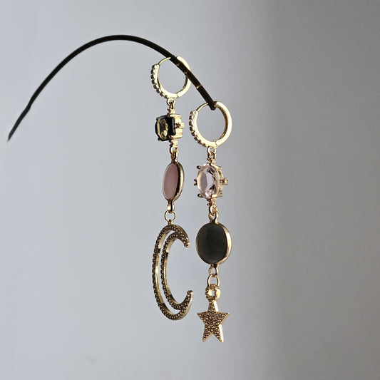 Orecchini Sherazade strass rosa e fumo