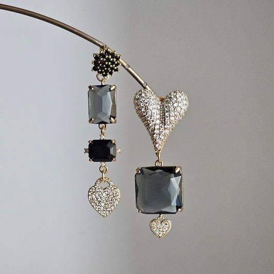 Orecchini Tre Cuori e uno strass