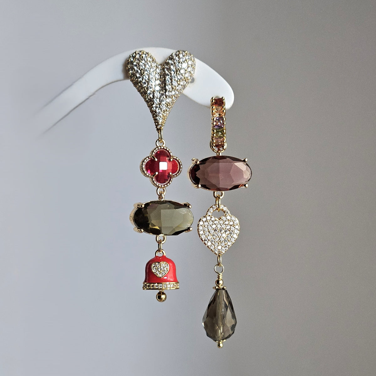 Orecchini strass fango vino e rosso