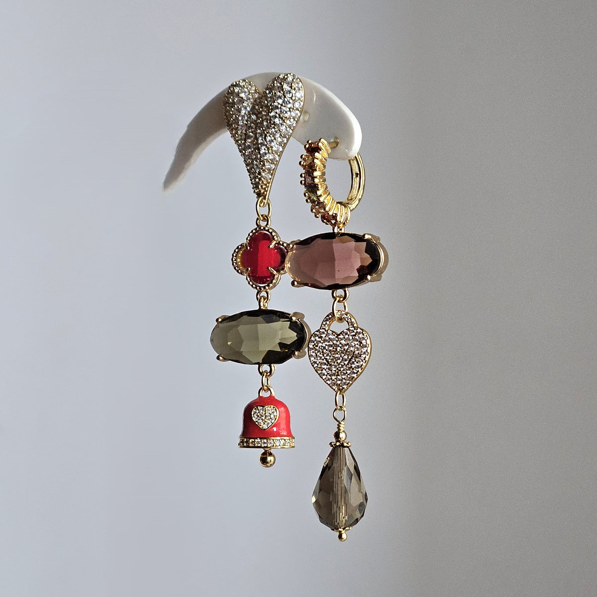 Orecchini strass fango vino e rosso
