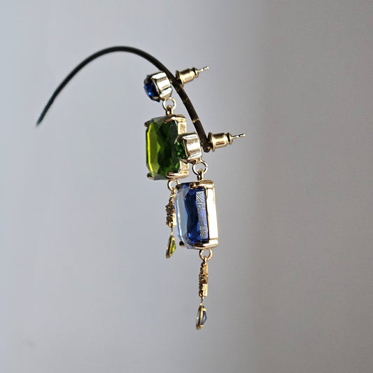 Orecchini Stella verde Stella blu - con punti luce -