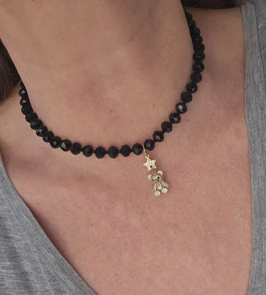 Girocollo orsacchiotto oro strass