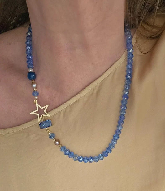 Collana blu acqua e stella