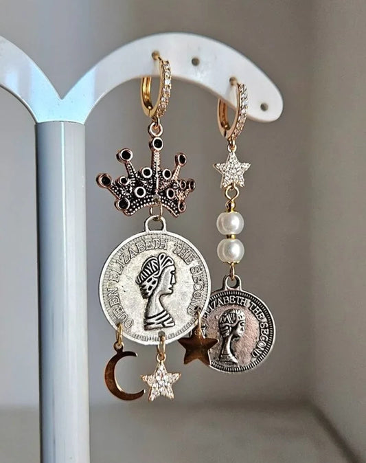 Orecchini medaglia e corona
