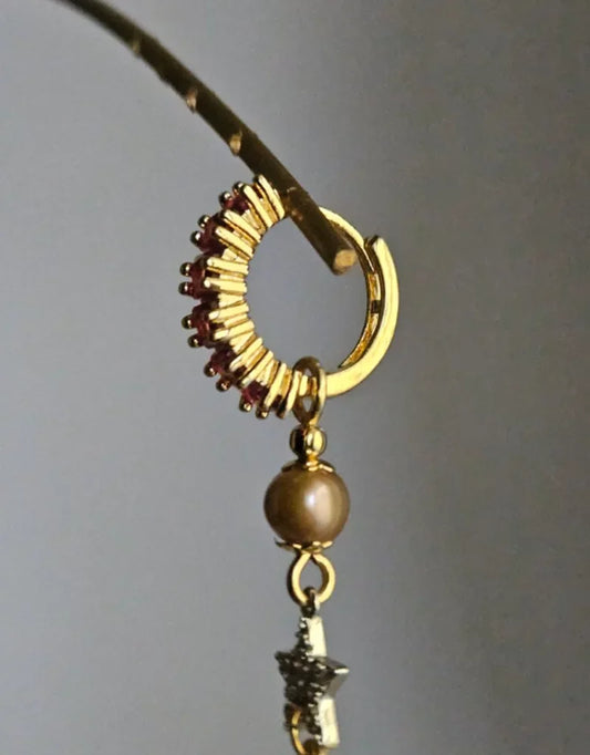 Orecchini rubino e strass